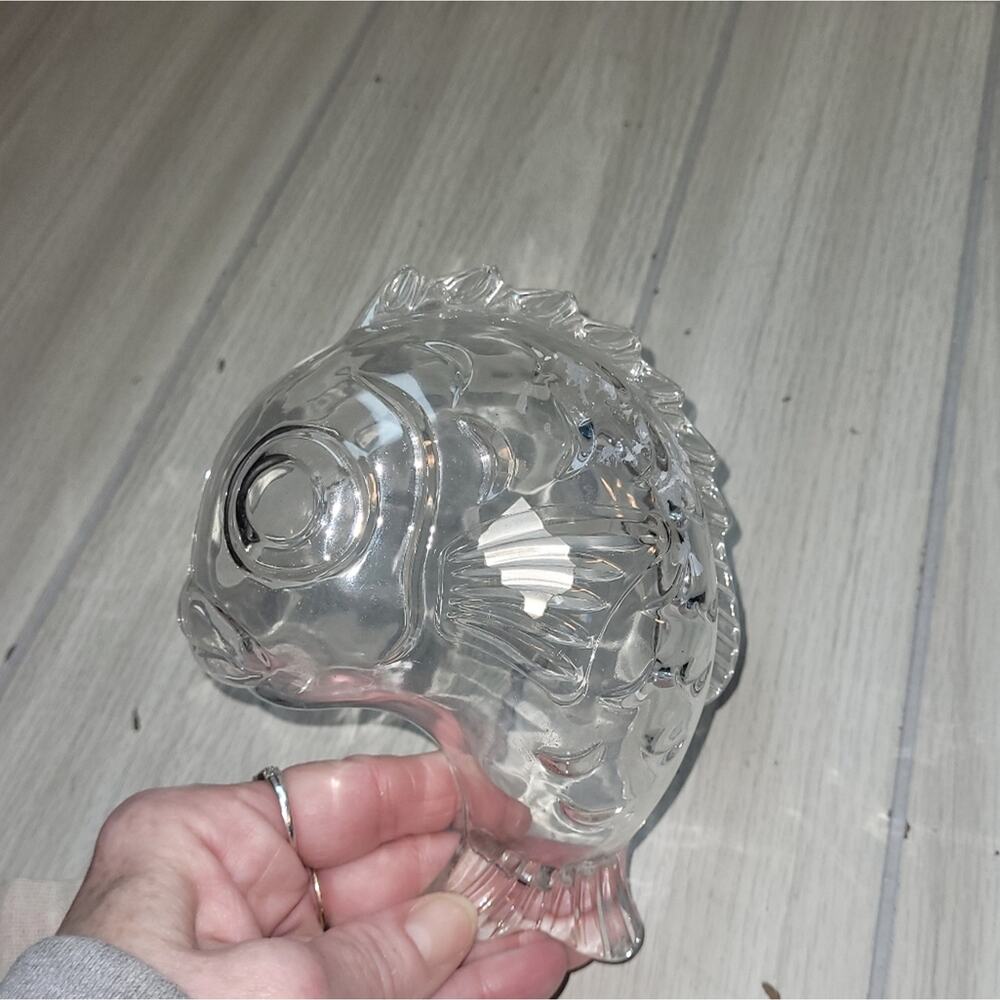 Vintage Fish Shaped Glass Dish Catch All Studio Nova Japan Small Bowl Art Glass